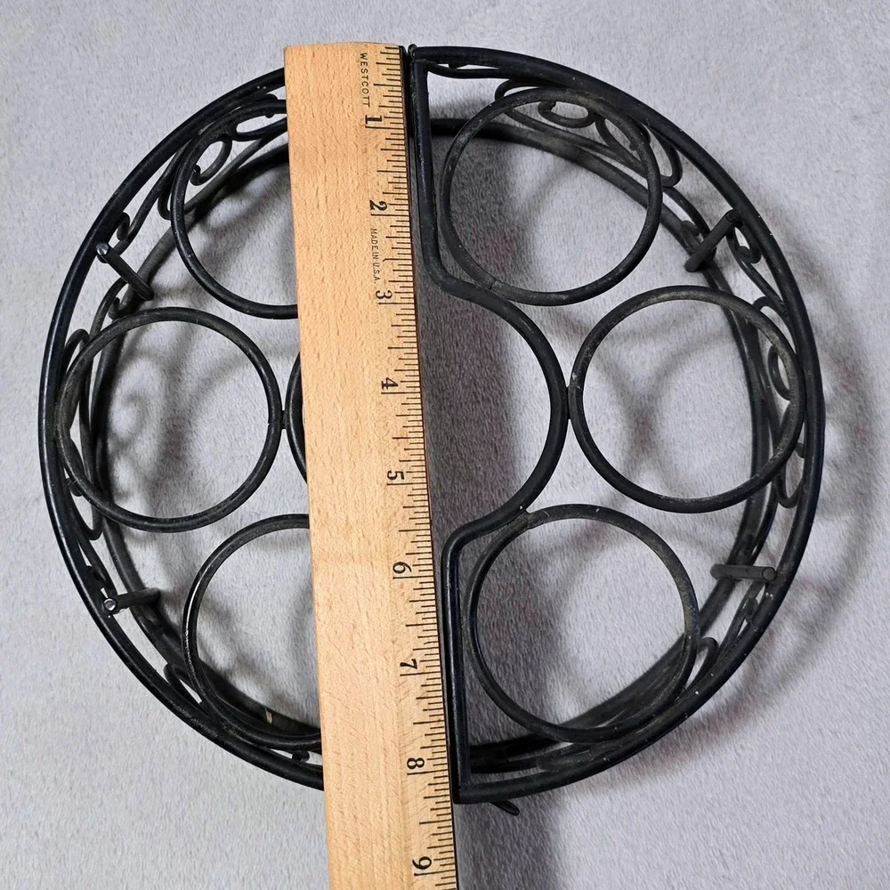 Vintage Black Metal 7-Candle Holder Folding Scrollwork Centerpiece